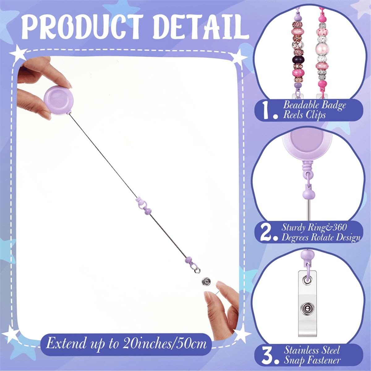 50pcs Beaded Badge Reel Retractable Clip Holder for Beads Bulk Blank Bars ID Name Beaded Items Jewelry DIY plastic As Shown,1set x Retractable Badge Reels
