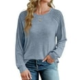 thumbnail image 3 of UVN Sweatshirt for Women Crewneck Pleated Long Sleeve Shirts Tunic Tops, 3 of 9