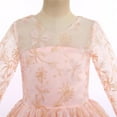 thumbnail image 4 of IBTOM CASTLE Flower Girls Dress Vintage Floral Lace Embroidered 3/4 Sleeves Maxi Dresses Wedding Princess Party Communion Evening Formal Dance Gown 9-10 Years Pink, 4 of 8