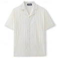 thumbnail image 5 of Domuza Lace Shirt for Men Floral Hollow Out See Through Casual Short Sleeve Button Down Hawaiian Vacation Shirts Summer Beach Beige 2XL, 5 of 5
