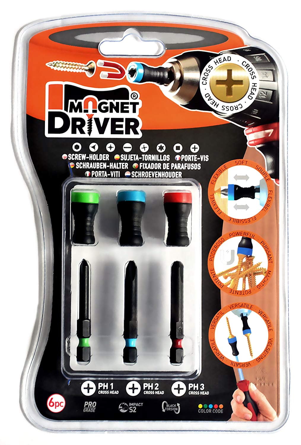 Magnet Driver Screw-Holder by Micaton Allows Countersinking Magnetic Screwdriver Attachment B33PH Fits Screwdrivers and Power Bits No Wobbling or Falling Screws
