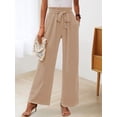 thumbnail image 5 of Women'S Wide Leg Lounge Pants with Pockets High Waisted Adjustable Tie Knot Loose Trousers Khaki S, 5 of 7