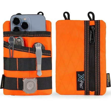 VIPERADE VE3 Tool Pouch Pocket Organizer Nylon Tool Belt Loop Pouch with 4 Pockets Tool Storage EDC Pouch for Flashlight/Pocket Knife Tactical Pen Notebook (X-PAC-Hot Orange)