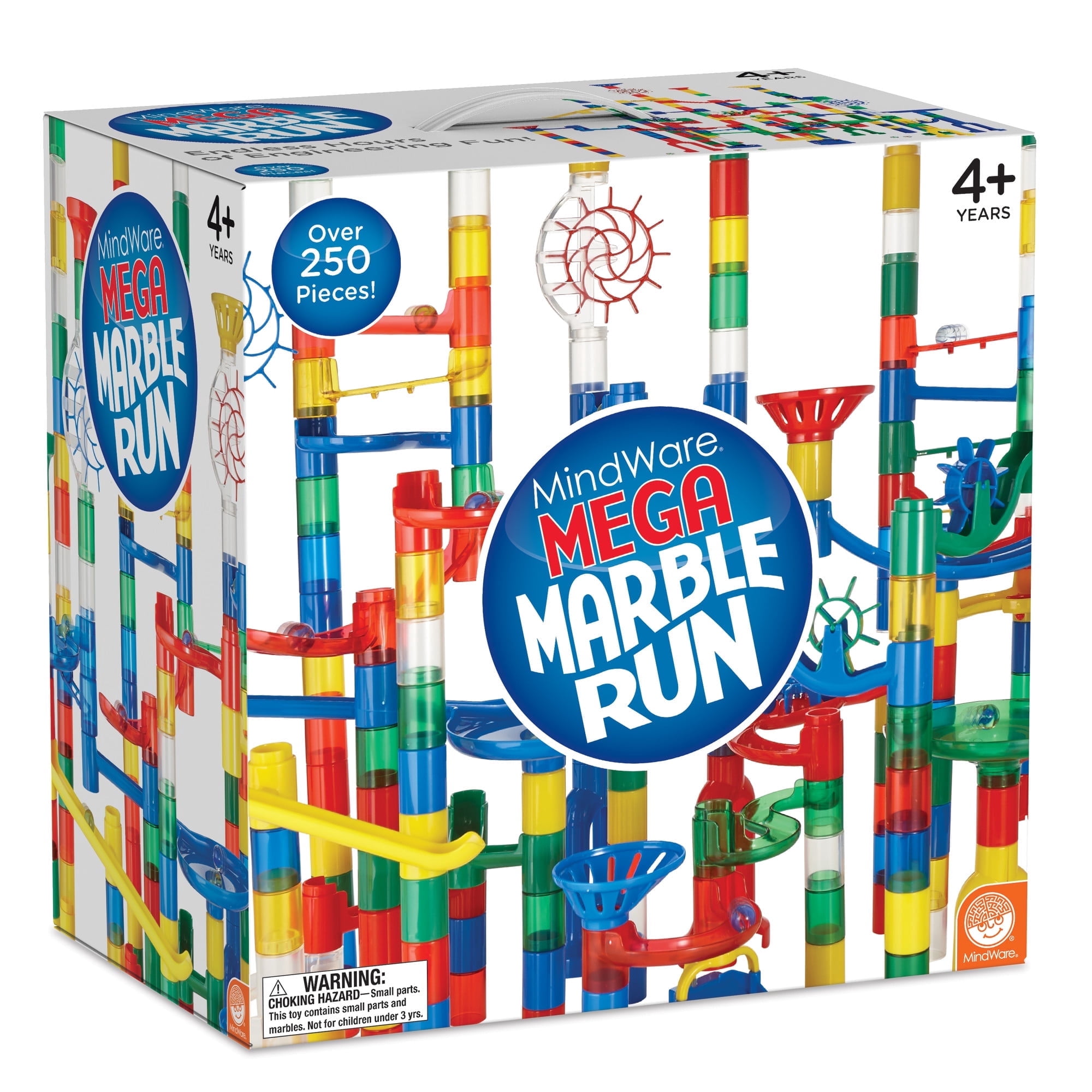 MindWare Marble Run Building Set, Large 215 Pieces and 40 Marbles, STEM Engineering Construction Toy Tracks