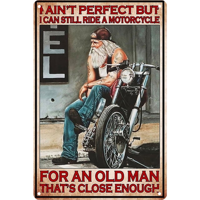 Póster Metal para Pared Sentado en Motocicleta Placa Retro Letrero Arte Vintage El
