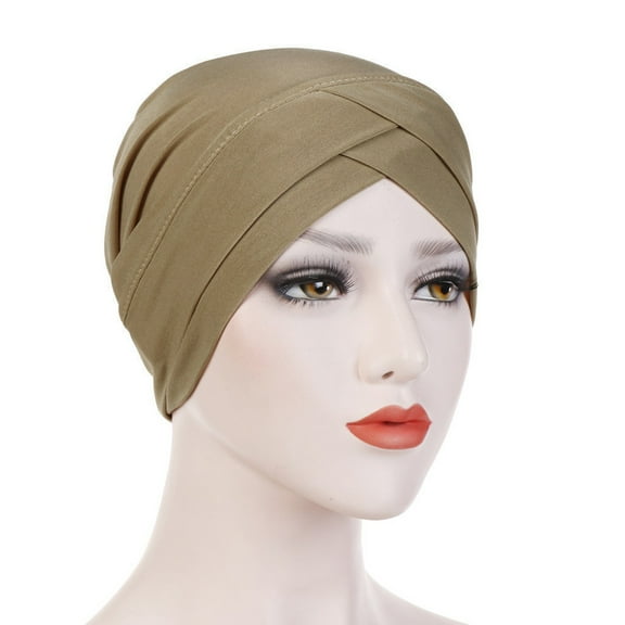 Charmgo Baseball Cap Clearance, Women Solid India Hat Muslim Ruffle Cancer Chemo Beanie Turban Wrap Scarf Cap Trucker Hat, Top Hats for Women Beige