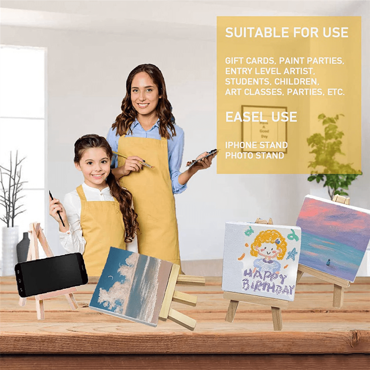 28Pcs Mini Canvas and Easel Brush Set, Canvas Inch, Pre-Stretched Canvas, Mini Painting Kit, Kids Painting