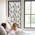 thumbnail image 3 of Black Leaves Window Privacy Film, Vintage Leaf Botanical Minimalist Art Static Cling UV Sun Blocking Tint Film Heat Control Windows Films for Bedroom Bathroom, Window Stickers 23.6"x59", 3 of 8