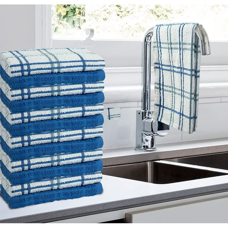 Blue Check Dish Towel - 12 Count
