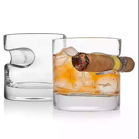 Godinger Cigar Whiskey Glass - Old Fashioned Whiskey Glasses - Set of 2