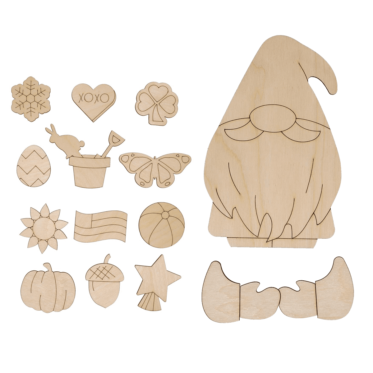 Leisure Arts Wood - Garden Layered Sign Set, Gnome Place Like Home, Gnome Craft Kit, Wood Christmas Cutouts, Ornaments To Paint, Crafts, Gnomes To Paint, Unfinished