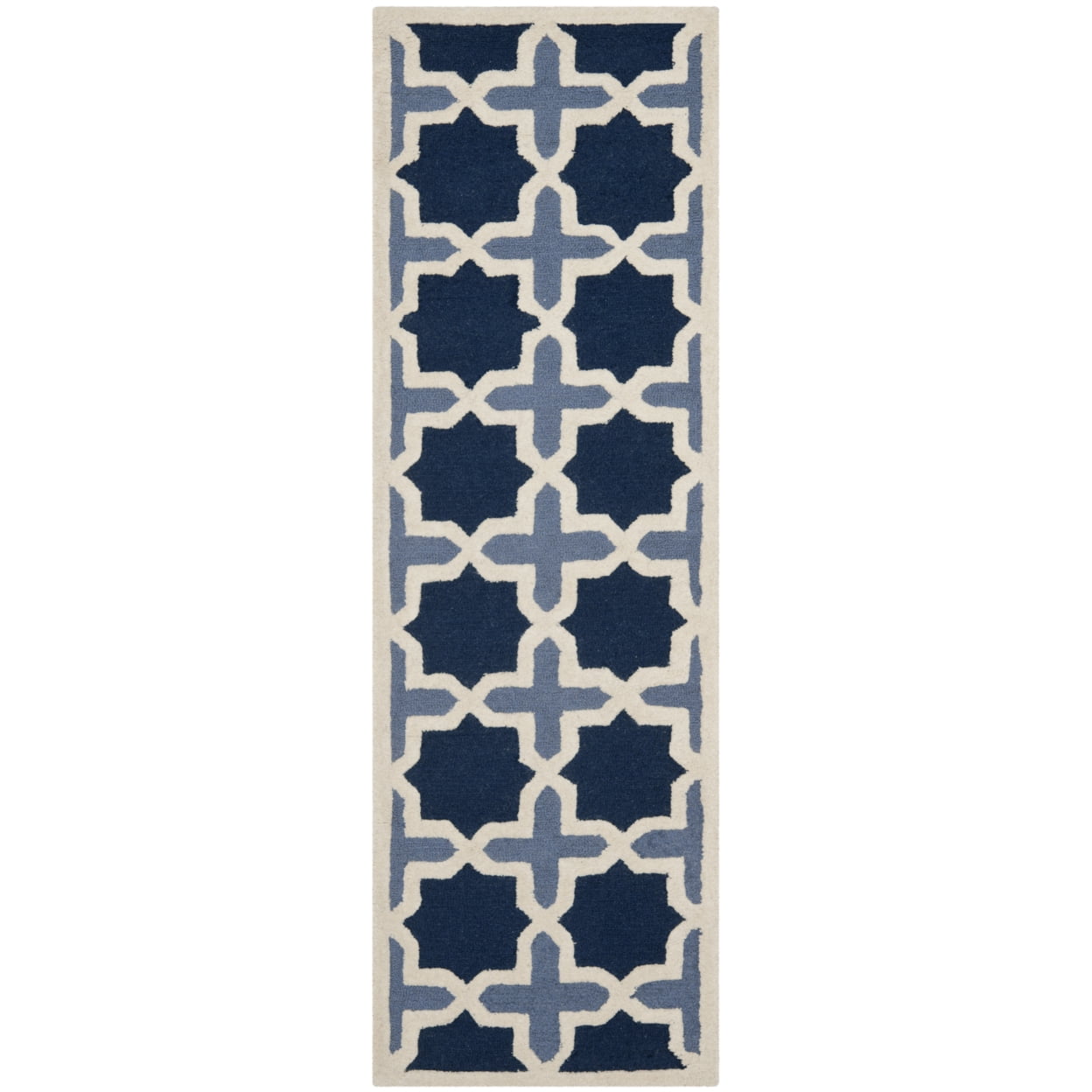 SAFAVIEH Cambridge Lincoln Geometric Wool Area Rug, Blue/Ivory, 4' x 6'