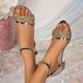thumbnail image 5 of Miluxas Women's Sparkly Flat Sandals Dressy Summer Ankle Strap Open Toe Bridal Wedding Dress Shoes Silver 7(39), 5 of 9