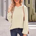thumbnail image 2 of ATOYSOY Women's Solid Color Pullover with Pockets Loose Ribbed Sweaters Long Sleeve Dressy Tunic Tops Fall Winter Crew Neck Blouses Outwear Casual Hoodie Sweatshirts Beige L, 2 of 9