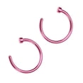 thumbnail image 1 of 2 pcs Unisex Surgical Titanium Steel Open Nose Ring Nose Piercing 8mm (Pink), 1 of 9