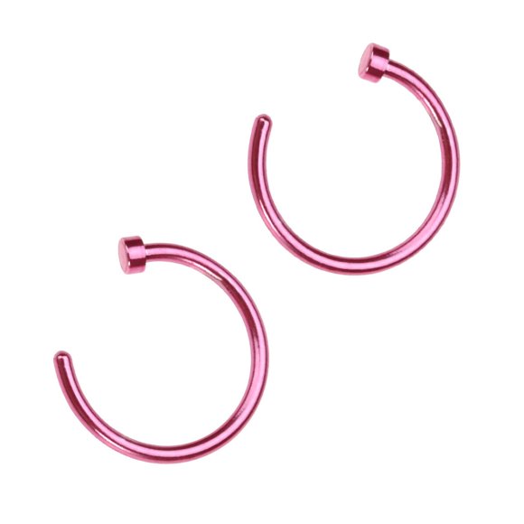 Miangastore 2 pcs Unisex Surgical Titanium Steel Open Nose Ring Nose Piercing Stud 8mm (Pink)