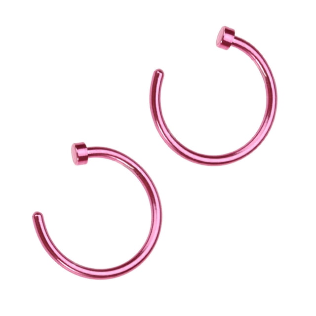 2 pcs Unisex Surgical Titanium Steel Open Nose Ring Nose Piercing Stud 8mm (Pink)