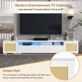 thumbnail image 4 of EUROCO TV Stand Extended Console for TVs Up to 90”,Rattan Style Entertainment Center with Push to Open Doors,Modern TV Stand with Color Changing LED Lights for Home Theatre,White, 4 of 6