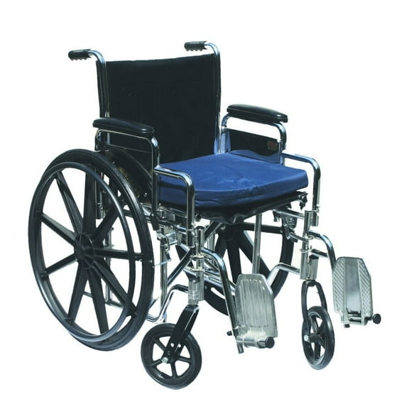 Gel wheelchair cushion with removable cover, 16"x20"x2" navy color