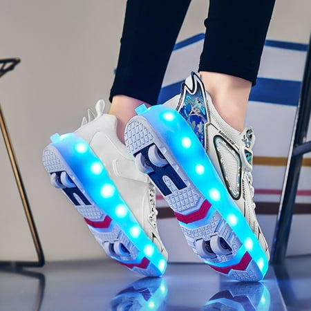 

Girls Roller Skates Rechargeable LED Flash Skateboard Shoes With Lights 4 Wheels Skates Outdoor Sports Equipment