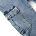 thumbnail image 6 of KIDSCOOL SPACE Boys Jeans,Little Big Girls Elastic Waist with D-ring Cargo Stretch Denim Pants,Light Blue,6-7 Years, 6 of 7