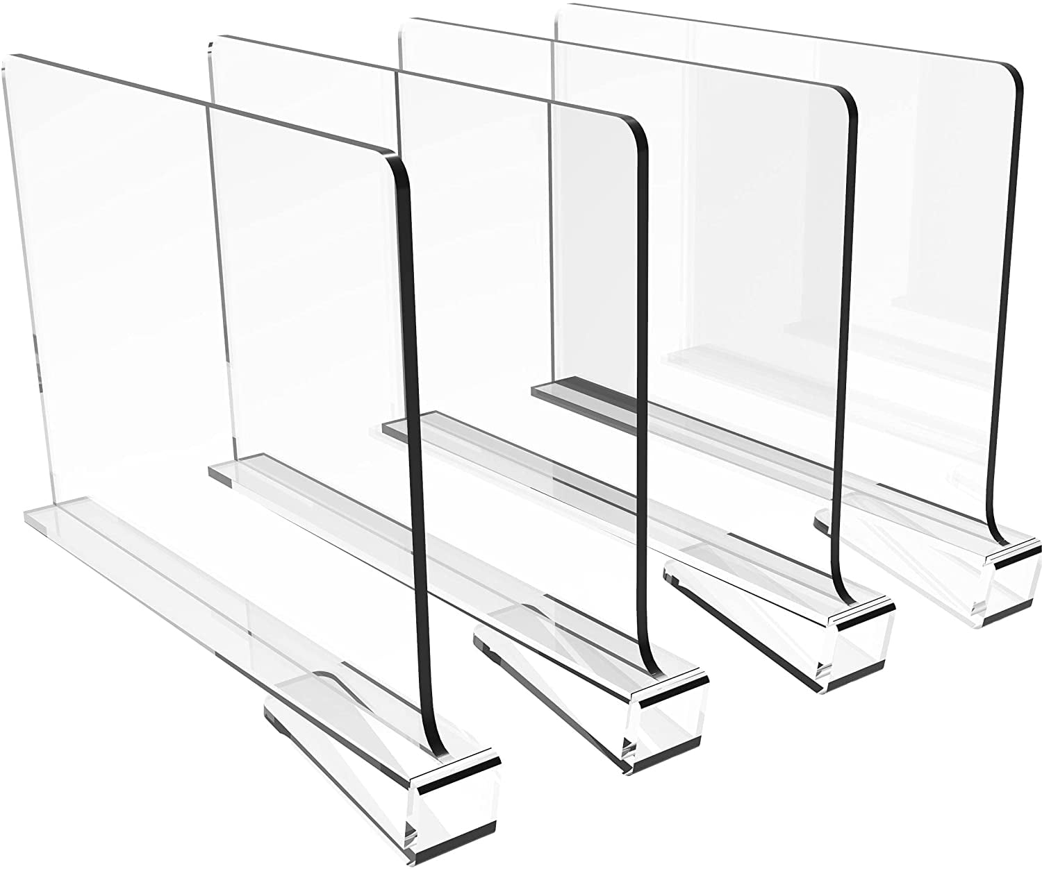 4x Acrylic Shelf Dividers for Closets Clear Shelf Separators Shelf Organization 