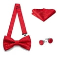 thumbnail image 2 of Bow Tie Mens Pre-tied Bowties and Pocket Square Cufflinks Bowtie Floral Men Formal Party Wedding, 2 of 5