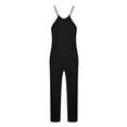 thumbnail image 7 of Olyvenn Jumpsuit for Women Dressy Casual Loose Sleeveless Spaghetti Strap Stretchy Wide Leg Long Pant Romper With Pockets Black S, 7 of 7