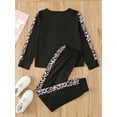 thumbnail image 4 of Patchwork Noir pour Filles, Col Rond, Manches Longues et Pantalon, Vêtements de Détente, 4 of 6