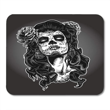 KDAGR Gray Tattoo Woman Sugar Skull Face Paint Dead Day Zombie Halloween Mousepad Mouse Pad Mouse Mat 9x10 (Best Face Paint For Sugar Skull)