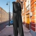 thumbnail image 3 of Ladies 2 Piece Pant Set Solid Color Cotton High Waist Boho Style Vacation Outfit, 3 of 9
