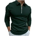 thumbnail image 2 of UVEASISHA Mens Ribbed Knit Polos Shirts Long Sleeve Quarter Zip Work Shirt Slim Fit Stretch Workout Golf Shirts Comfy Casual Lightweight Pullover Limited Time Deal,Army Green,S, 2 of 6
