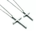 thumbnail image 5 of Simple Silver Cross Pendant Stainless Steel Men Women's Couple Necklaces Jewelry, 5 of 5