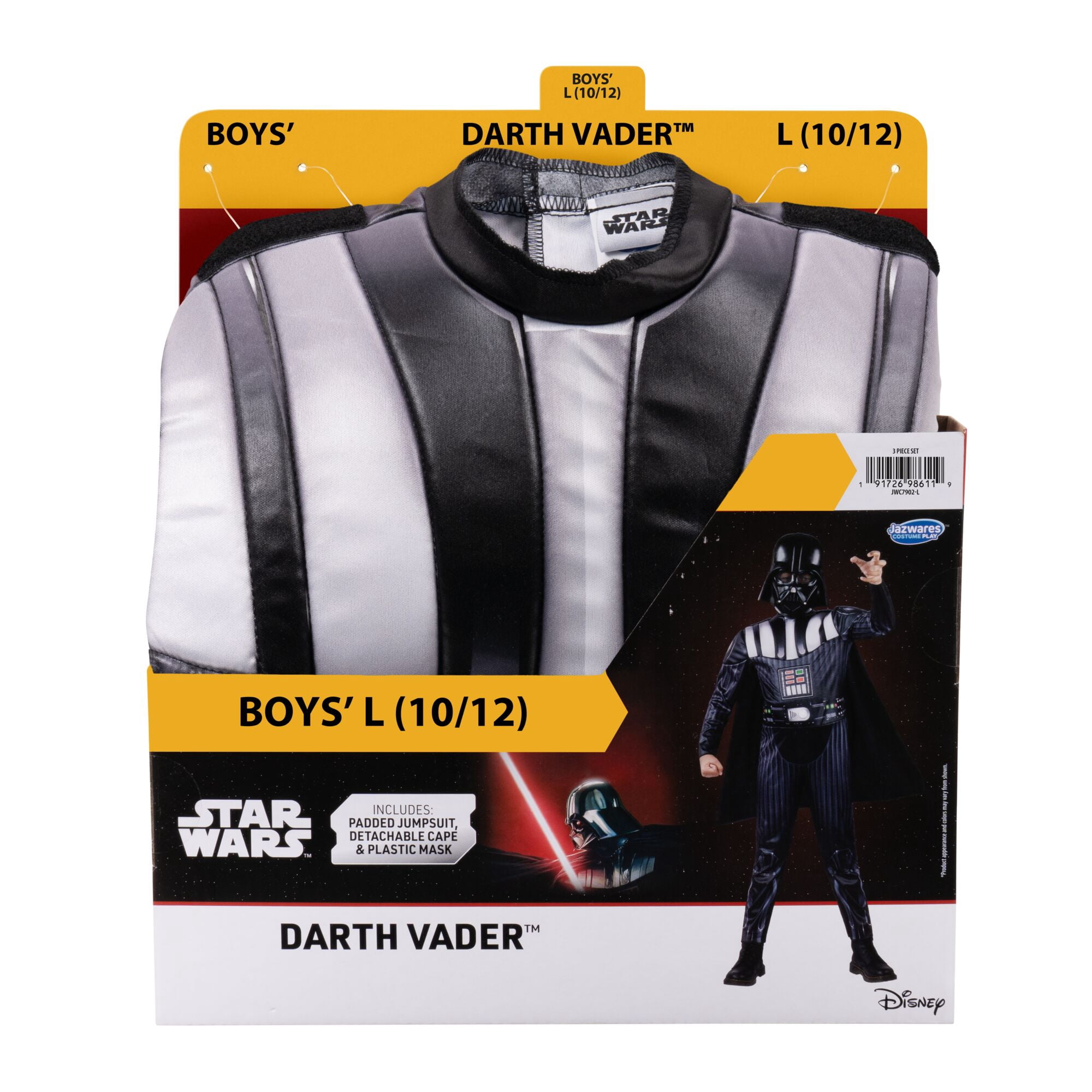 Star War's Darth Vader Halloween Costume for Chilren, Boy's Size L (10/12), by Jazwares