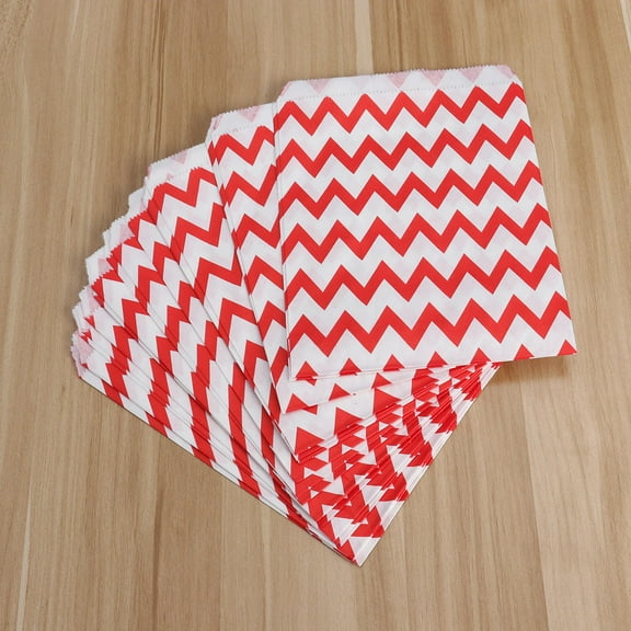 KALLORY 25Pcs Environment-Friendly Red Paper Bags for  Christmas Birthdays Food Storage 7.3x5.1in