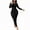 Black, variant on ZACPNCV Women's Solid Color Slim Fitting Long Sleeved Top High Waist Tight Pants Casual Base Set Suit Black