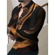 thumbnail image 1 of Camisas hawaianas de manga larga con estampado 3D de líneas doradas, camisa de moda para hombre, camisa de playa con cuello vuelto, blusa social, camisa 5XL, 1 of 6