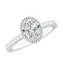 Rosec Jewels Certified Lab Grown Diamond 6x8mm Oval Engagement Ring - Ideal For Gift, 14K White Gold, US 3.00
