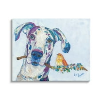 Stupell Industries Dane & Songbird Perched Branch Floral Dog Collage Painting Gallery Wrapped Canvas Print Wall Art, Design by Lisa Morales