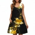 thumbnail image 2 of Plus Size Maxi Dress Ladies' Fashion Trend Floral Print Sleeveless Round Neck Knee Length Skirt Multicolor L, 2 of 5