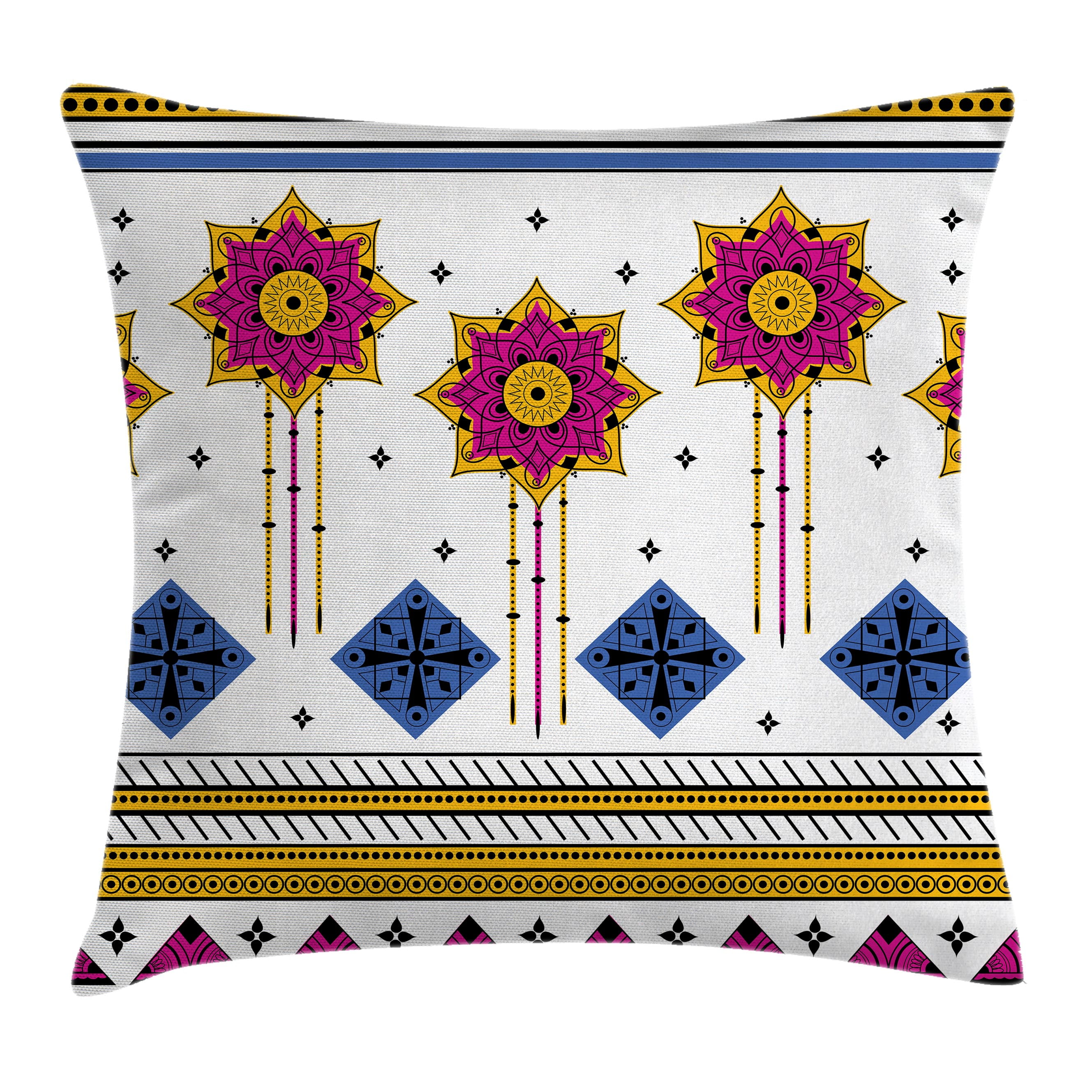 Tribal Decor Throw Pillow Cushion Cover, Colored Vector Seamless