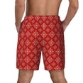 thumbnail image 2 of Lsque Mens Swim Trunks Red White Snowflakes Pattern - Bathing Suit Compression Liner - Beach Swim Shorts Swimwear - (S-3XL) - Stretch Quick Dry -XX-Large, 2 of 9