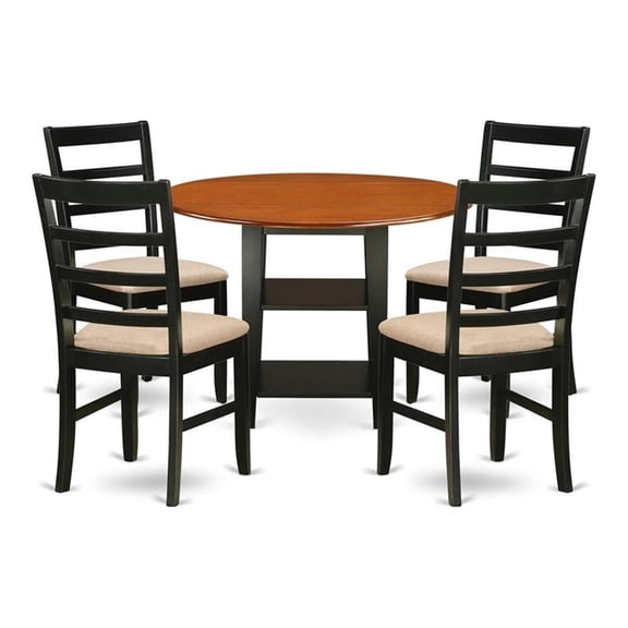 East West Furniture Sudbury 5-piece Wood Table and Dining Chairs in Black