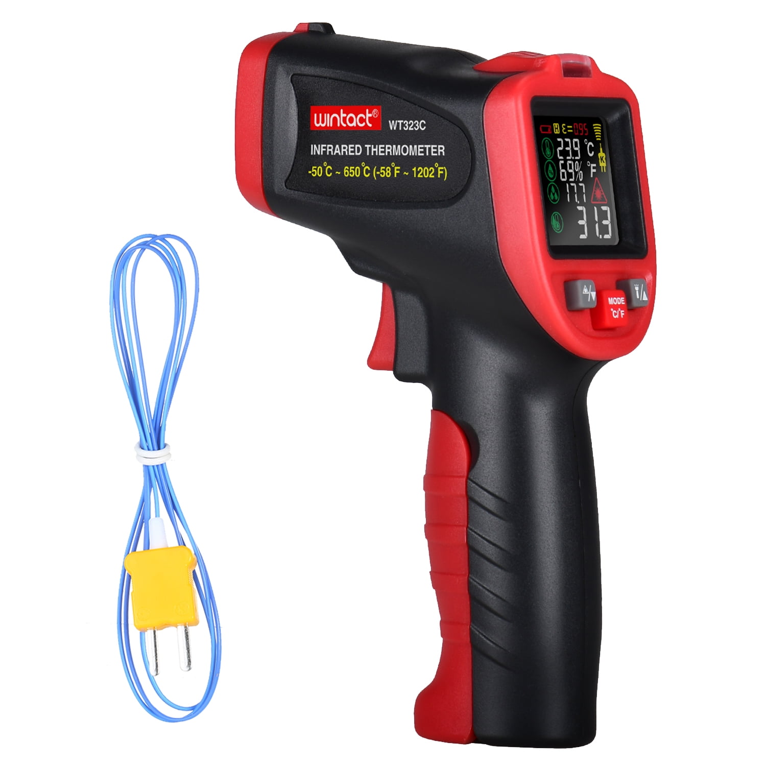 wintact 50℃～650℃ Infrared Thermometer Professional Industrial Thermometer MultiPurpose