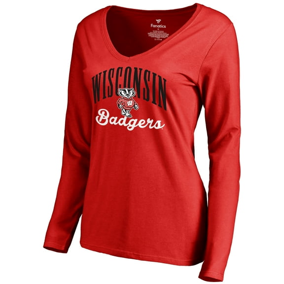 Women's Red Wisconsin Badgers Victory Script Long Sleeve T-Shirt