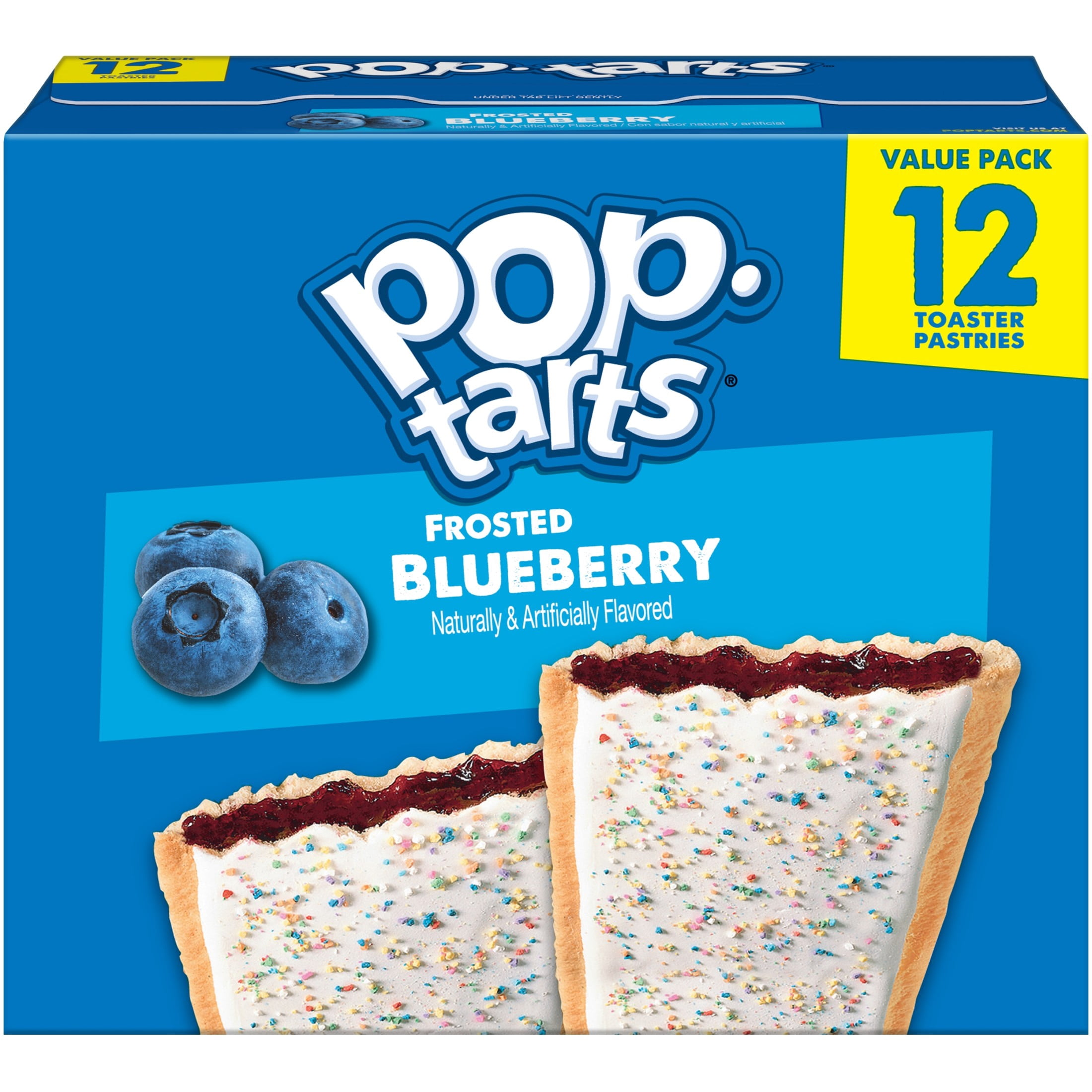 (12 pack) Pop-Tarts Toaster Pastries, Breakfast Foods, Kids Snacks, Value Pack, Frosted Blueberry (12 Pop-Tarts)