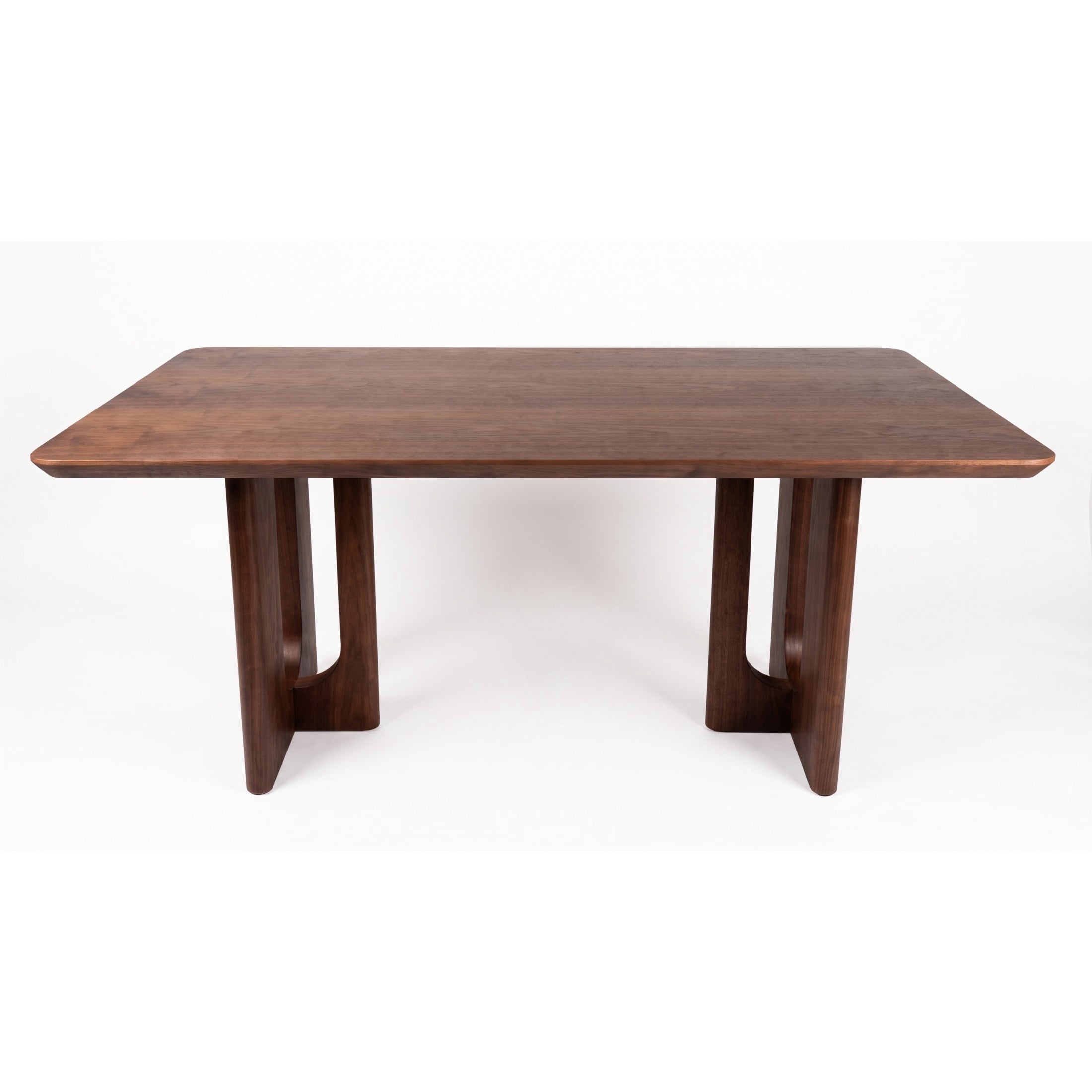 GDF Studio 62.9" Modern Rectangular Dining Table with U-Shaped Hollow Legs, Walnut
