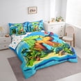thumbnail image 2 of Feelyou Cartoon Dinosaur Letter A Print Twin Bedding Sets for Boys Girls, Cute Animal Bedding Comforter Set, Blue, Polkadot Reversible, 7-Piece, 2 of 7