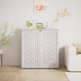 thumbnail image 3 of Indoor Outdoor Storage Cabinet Waterproof with Shelf, Off White Plastic Outdoor Cabinets for Patio/Garden/Backyard, Size 34.3''L*15''W*36.2''H, 3 of 9