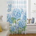thumbnail image 6 of Blue Floral Sheer Curtains 84 Inches Long, Summer Botanical Flowers Plaid Hydrangeas Light Filering Curtains, Breathable Simi Curtain Privacy Drapes for Living Room Bedroom Window Treatment, 6 of 9